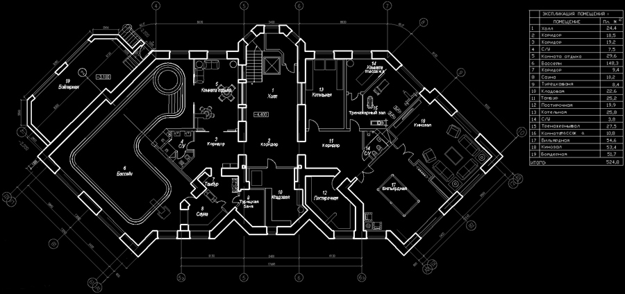 План цокольного этажа дома чертежи