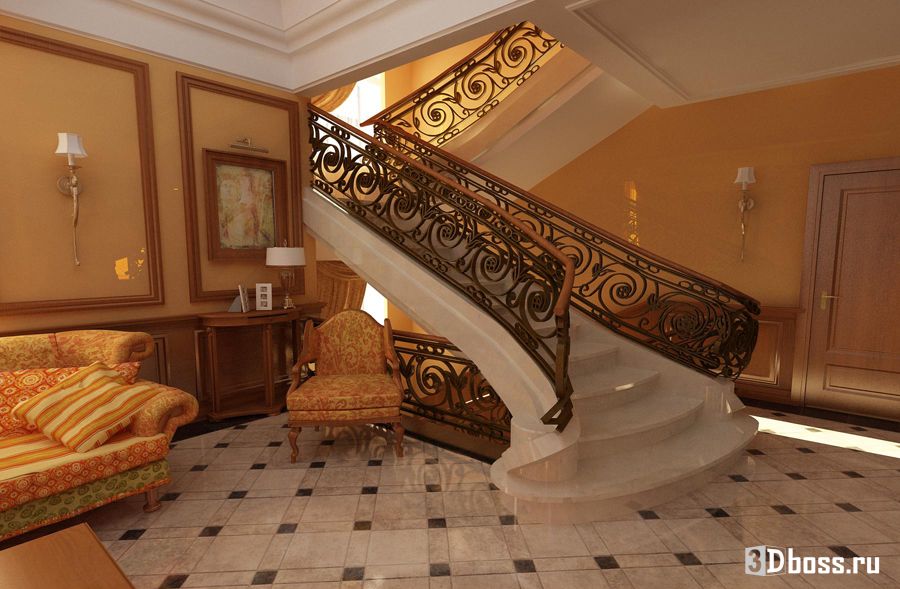 Дизайн классической кованой лестницы