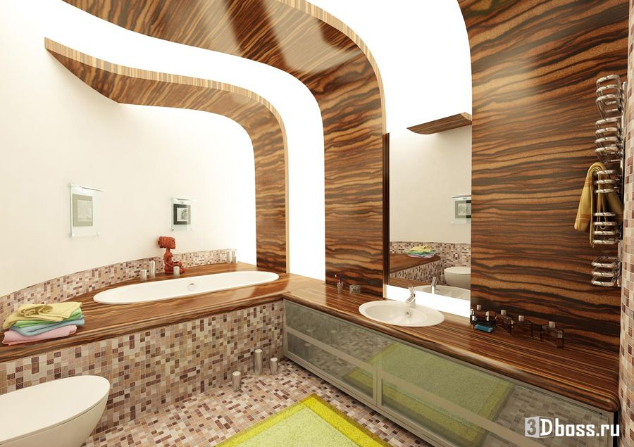 дизайн потолка ванной